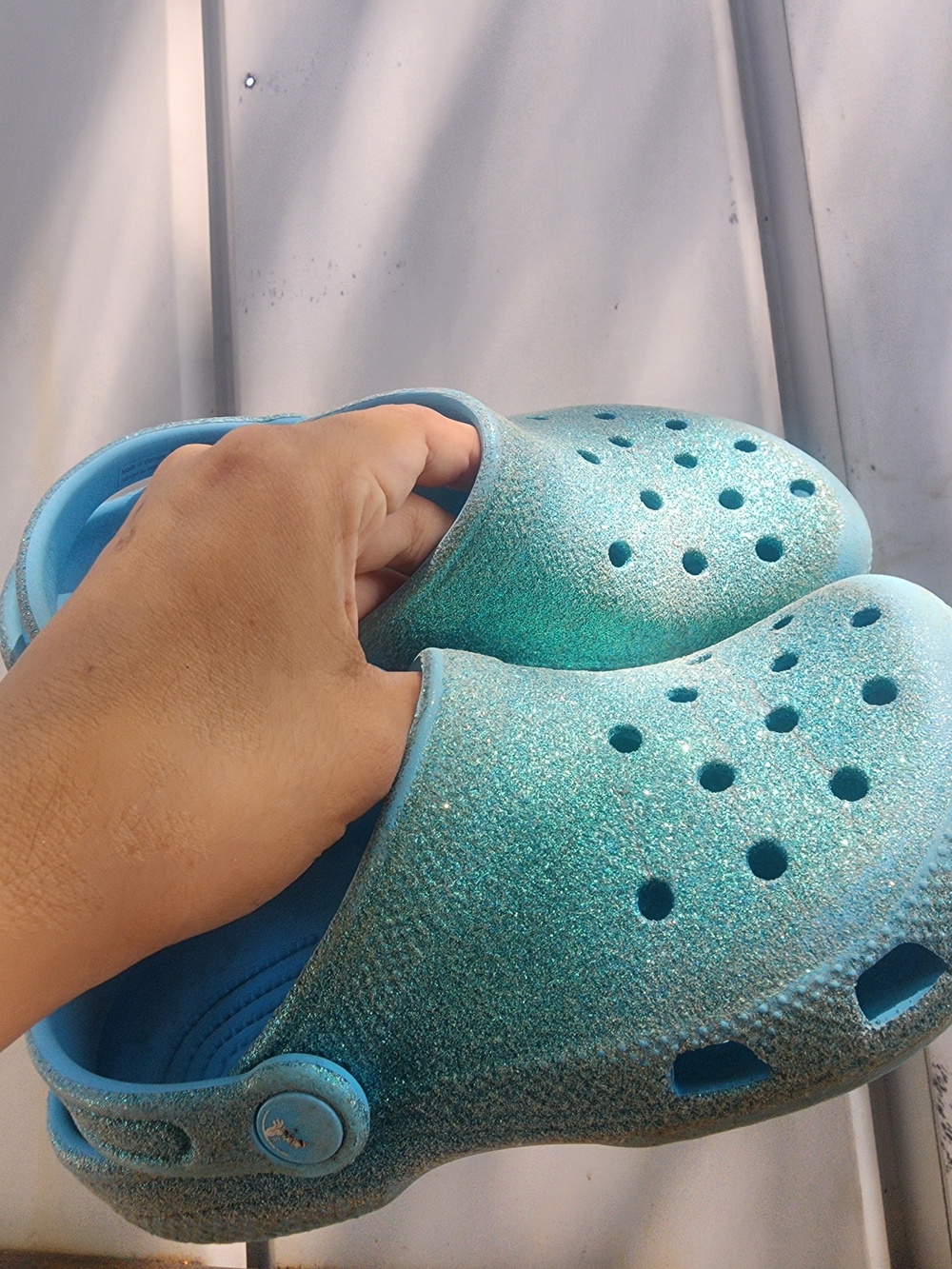 Crocs Glitter Sparkling Blue Size J3